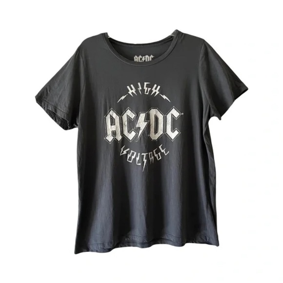 AC/DC | Women's Gray AC/DC High Voltage Short Sleeve Cotton Band Tee, XXL - Picture 1 of 4